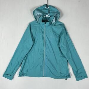 Columbia Lightweight Rain Jacket Windbreaker Women's Size XL Packable Blue Coat